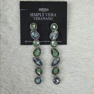 NWT! Simply Vera Vera Wang Blue and Green Faceted Drop Earrings